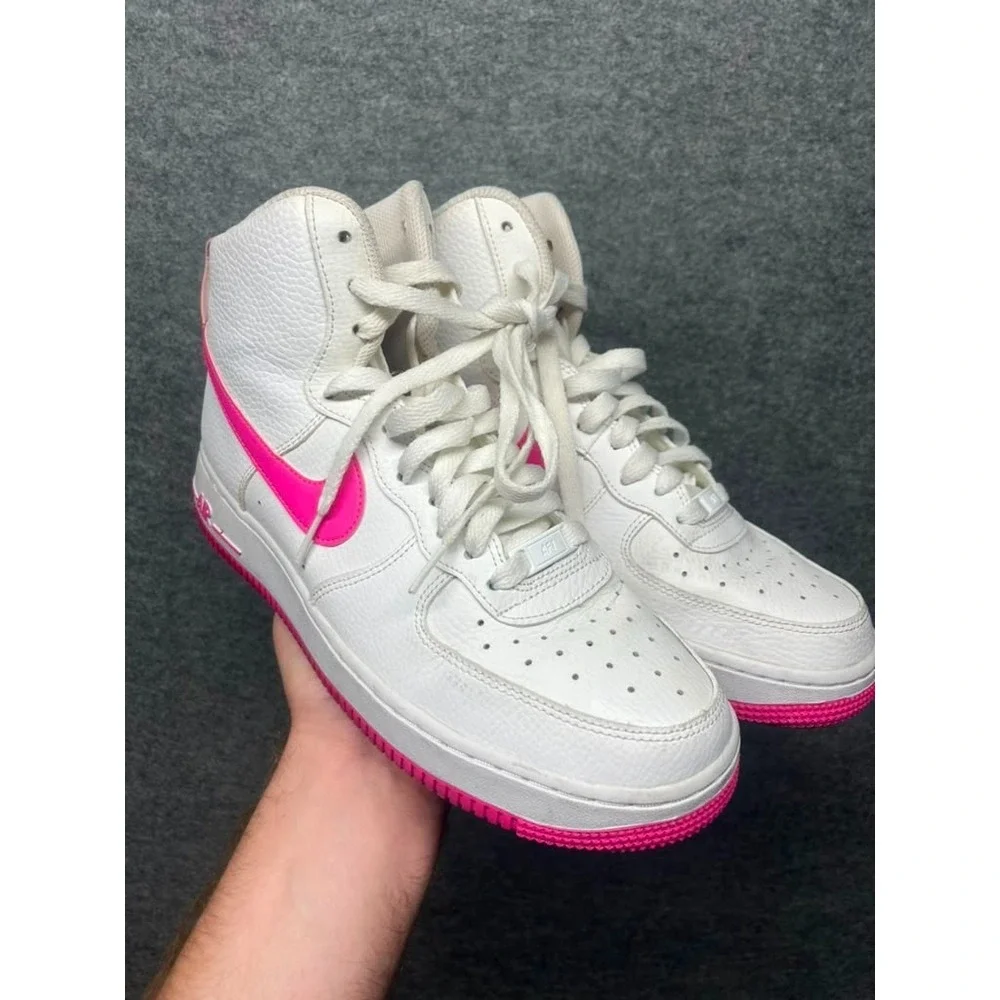 Nike Air Force 1 High White Fuchsia Pink Youth Size 10Y 334031-110 Sneakers